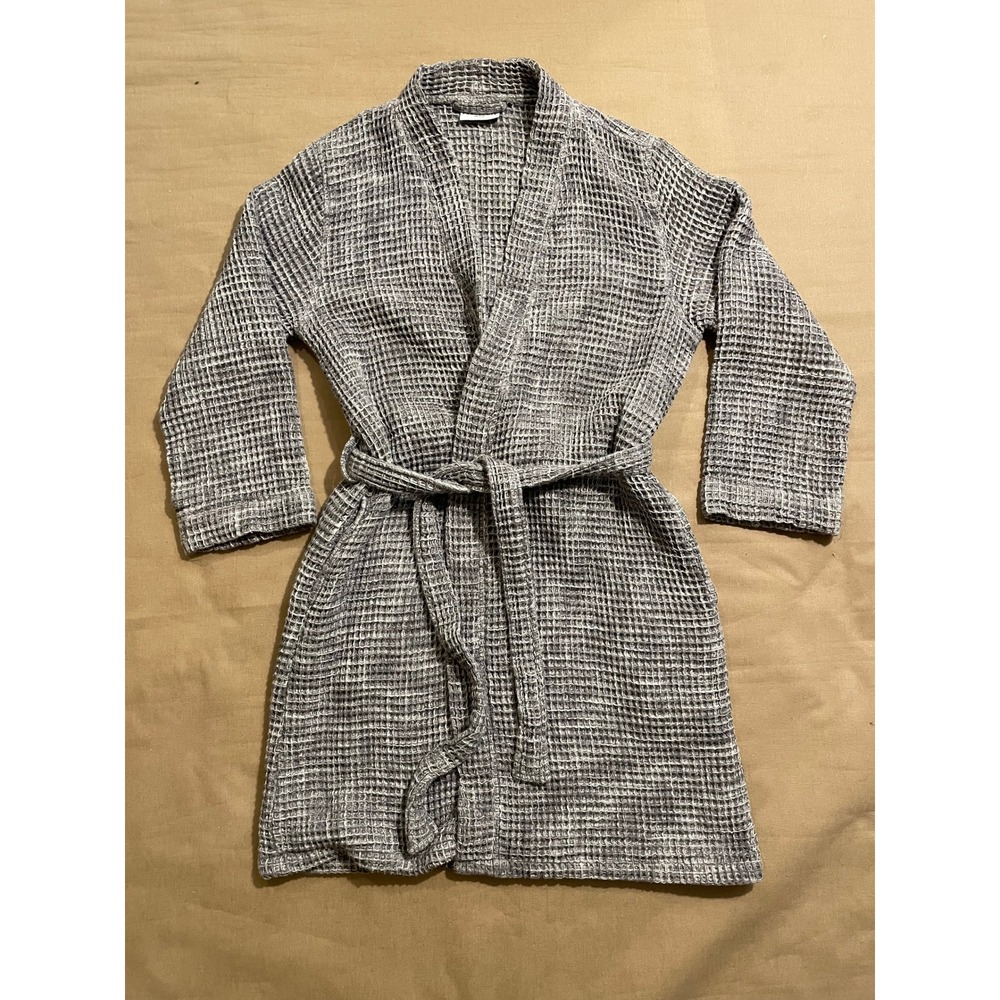 Parachute Waffle Robe Size Medium Gray Pockets 100% Cotton Loungewear Cozy - Picture 2 of 9